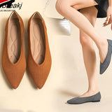 Flat Shoes Women Pointed Toe Single Shoes Spring And Autumn Simple Woman Shoes Solid Color Latex Insole Plus Size