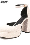 Pumps Chunky Heel Ankle Strap Shoes 2023 Spring Summer Wedding Shoes Fashion Sexy Mary Janes Pumps Big Size