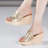Heel Sandals Slippers Women Wear 2023 Summer New Style Muffin Thick Soles Waterproof Platform Fish Mouth Red High-Heeled