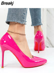 Black High Heels Fashion Thin Heels Pumps Patent Leather Red Sole Single Shoes Wedding Banquet High Heel Pumps Plus Size