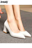 Heels Women 2023 New Women's Shoes Pointed Shallow Mouth Thick Heel Fashion Ladies Pumps OL Simple High Heels Zapatos