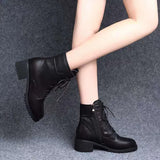 Women's Shoes Luxury Chelsea Boot Women Leather Boot Chunky Winter Shoe Platform Ankle Boots Thick Heel Brand