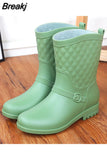 Rain Boots Women Wading Boots Gumboots Wellies Plush Warm Winter Female Galoshes Rainboots Woman Regenstiefel Snow