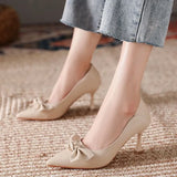 Summer Footwear Formal Shoes for Women 2023 Black with Medium Heels Stilito Moccasins Bow Elegant Dress Spring on Sale