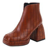 Size 34-43 Female Zipper Solid High Heel Platform women's Boots Office Lady Trendy Autumn Winter Design Shoes