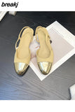 Mixed Color Slingback Sandals Women Elastic Band Back Strap Flats Mule New Brand Design Shoes Female Ballet Office