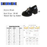 Women Square heel Platform Shoes Height Heels Women's Casual Loafers for Autumn And Winter Metal Decoration Heels Dress