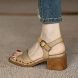Women's Summer Mid-heel Open-toe Sandals With Empty Back Cross Straps Elegant Woman Heeled Shoes Woman 2024 Trend High