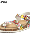 2023 New Summer Beach Cork Sandals Casual Women Outside Non-slip Double Buckle Sandalias