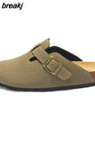 2023 New Outside Buckle Cork Slipper Casual Men Solid Color Beach Non-slip Closed Toe