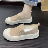 Thick-soled Women Shoes Canvas Loafers Women Design Sense Sneakers Slip-on Flat-bottom Casual Platform Shoes Sneakers