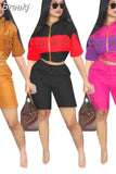 2023 Women Set Tracksuits Letter Print Zip Coat Tops + Knee Length Shorts Suit Sporty Two Piece Set Street 2pcs