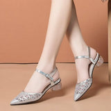 New Fashion All-match Women's Shoes Temperament One-line Buckle Women's Shallow Mouth Middle Heel Fashion Women