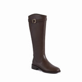 Winter Women High Boots Plus Velvet Leather Long Boots for Women Casual Zipper Thick Heel Knight Boot Fashion Botas