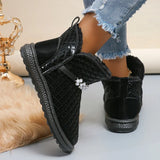 Decor Waterproof Snow Boots for Women 2023 Winter Warm Plush Ankle Booties Female Black Non Slip Cotton Padded Shoes