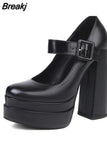 Dropship 2023 Spring Summer Platform Woman Mary Janes Shoes Pumps Elegant Office Lady Woman Shoes Pumps Big Size
