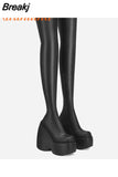 Dropship Brand New Gothic Style Sexy Elegant Chunky Platform Women Ankle Boots Big Size 43 Walking Comfy Woman