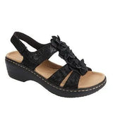 Breakj Summer Sandals New Hollow Slope And Fish Mouth Flowers Leisure Comfortable Sandals Women Large