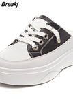 Summer Women Shoes flat sneakers women casual shoes low upper lace up platform woman white