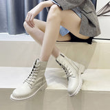 Leather Black Platform Boots for Women Heels Designer Shoes Woman Booties Ankle Boots Female Chunky Shoes Women 2023