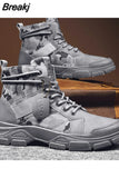 Autumn New Men Camouflage Boots Platform Desert Military Boots for Men Ankle Outdoor Work Boots Male Booties Black