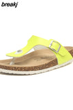 New Beach Cork Flip Flops Slippers 2023 Casual Summer Women Mixed Color Print Unisex Slip on Slides