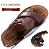 Summer New Men's Genuine Leather Sandals Men's Fashion Leather Beach Shoes Plus Size Casual Sandals Slippers for