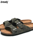 Summer Beach Camouflage Cork Slippers Casual Men Double Buckle Non-slip Clogs Slides Women Slip on Flip Flop