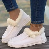 Winter New Large-Size Plush Warm Women's Shoes With Flat Soles And Round Ends And Casual Cotton