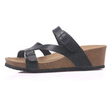 Fashion Women Wedge Cork Slipper 2023 New Summer Beach Outside Buckle Trifle Platform Med Heel Slide