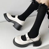 43 Platform Heels Mary Jane Shoes Simple Lolita Shoes Black Platform Shoes Student College Sweet Medium Heel Women's