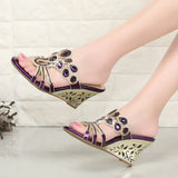 High-Heeled Sandals Women's 2024 New Summer Crystal Leather Set Diamond Slope Sandals Ladies'