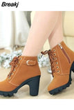 Autumn Women Boots Ladies Thick Fur Ankle Boots Plus Size Women Pumps Women High Heel Platform Rubber Shoes Snow