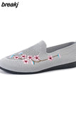 Mesh Flat Shoes Ladies Lightweight Sneakers Autumn Chinese Style Embroidered Flat Shoes Breathable Outdoor Walking