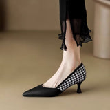 Pointed Toe Stiletto High Heels Elegant Shallow Women Shoes Spring Autumn Leather Single Shoe Temperament Women