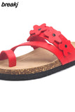 2023 New Women Summer Cork Slippers Casual Slip on Beach Outside Slides Flip Flops