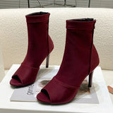 2023 New Fashionable Simple Hollowed-Out Short-Tube Jazz Dance High-Heeled Fish Mouth Cool