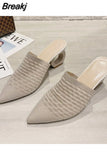 Women's Mules Slippers Pointed Toe Strange High Heels Shoes 2023 Spring Fashion Ladies Modern Slippers Size 43 zapatos de