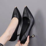 Luxury Women 5-7cm High Heels Pumps Black Office Ladies Design Thin Heel Prom Stiletto Party Sexy Wedding Leather