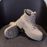 Ankle Boots Female Platform Shoes for Women 2023 Autumn Luxury Combat Short Leather Booties Ladies Elegant Medium