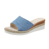 Breakj 2025 New Pine Cake Heel Toe Cool Slippers Cloth One-Word Drag Cloth Women's
