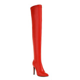 Over the Knee Boots Women 2023 Plus Size 34-49 Men Elastic PU Leather Stiletto Black Sexy Party Thigh High Long