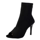 2023 New Fashionable Simple Hollowed-Out Short-Tube Jazz Dance High-Heeled Fish Mouth Cool