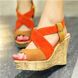 Women Sandals Summer Casual Platform Shoes Color Blocking High Wedges Heels Elegant Laides Casual Buckle Strap Chaussure