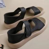 Breakj 2023 New Fashion Simple Open Toe Round Head Thick Bottom Fairy Wind A Word With Two Wear Beach Sandals