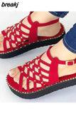 Women Sandals Ankle Strap Summer Shoes For Women Heels Sandals Lightweight Platform Sandals Summer Flat Heeled Sandalias