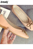 Women Soft Leather Ballerina Flats Comfortable Green Pink Beige Ballet Flats Square Toe korean Boat Shoes Plus Size