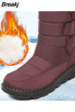 Waterproof Snow Boots for Women 2023 Thick Non Slip Plush Winter Ankle Boots Woman Platform Keep Warm Cotton Padded