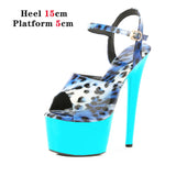 Leopard Women Shoes Pole Dance Sandals Stripper Sexy Combat Fetish High Heels Summer Platform Shoes Party Club 20 CM
