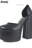 Big Size 43 Brand New Great Quality Block High Heel Chunky Platform Shoes Spring Summer Sexy Goth Mary Jane Footwear